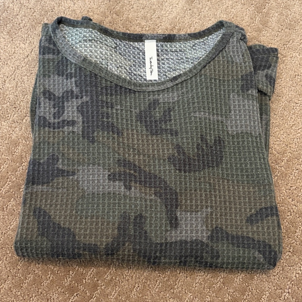 Waffle knit camo top